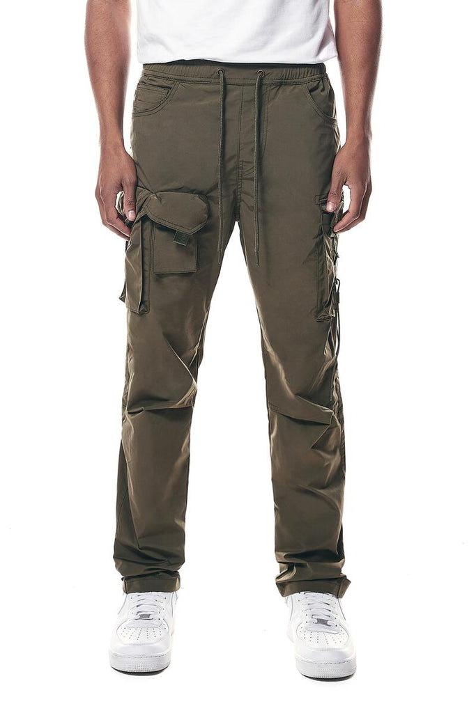 Smoke Rise - Mixed Media Utility Nylon Pants (Olive) – Octane