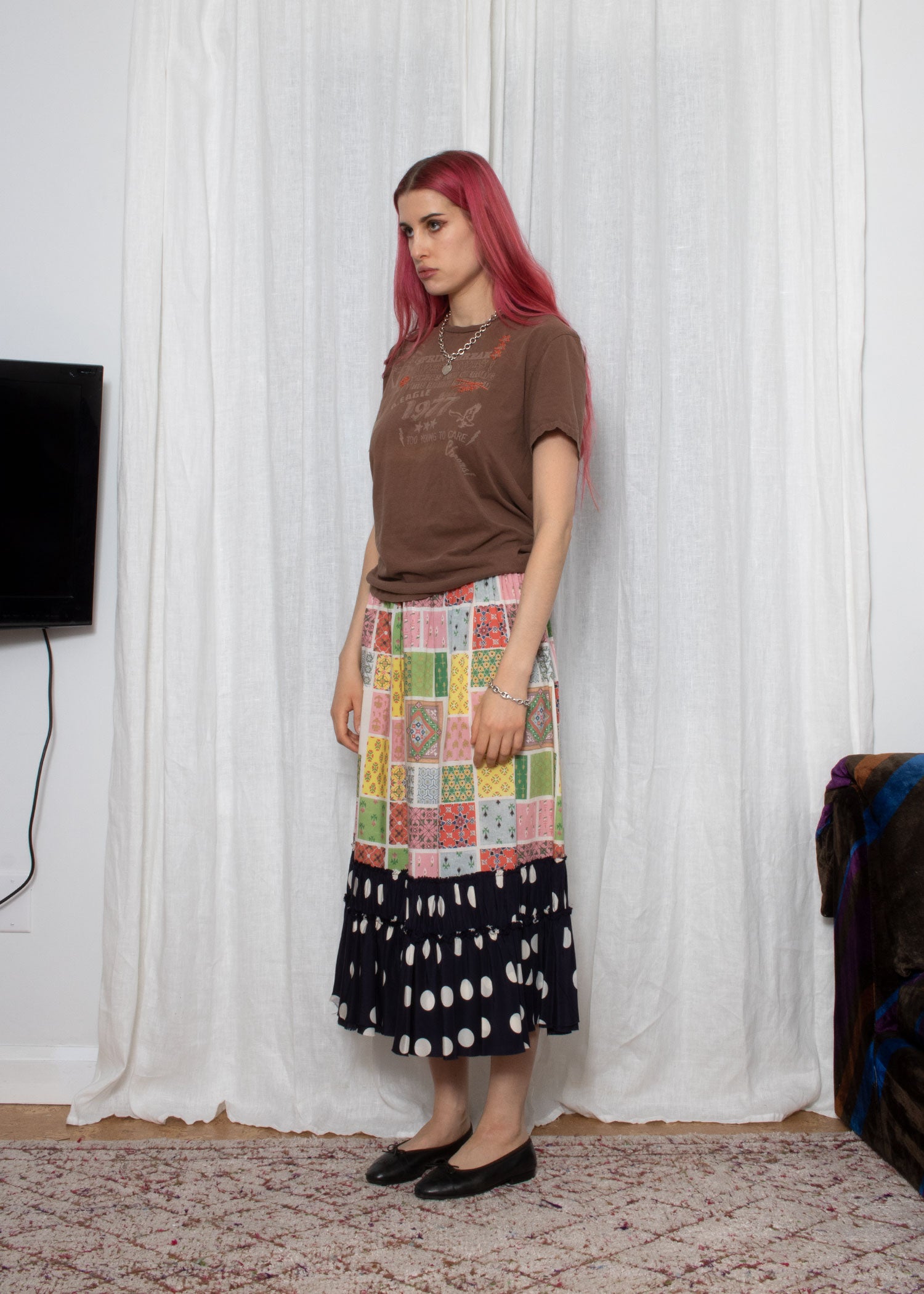 AD 1999 COMME DES GARCONS ROBE DE CHAMBRE PRINTED SKIRT - S/M