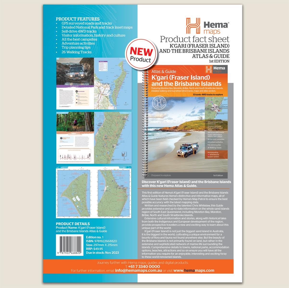 K’gari (Fraser Island) and the Brisbane Islands Atlas & Guide Hema Maps