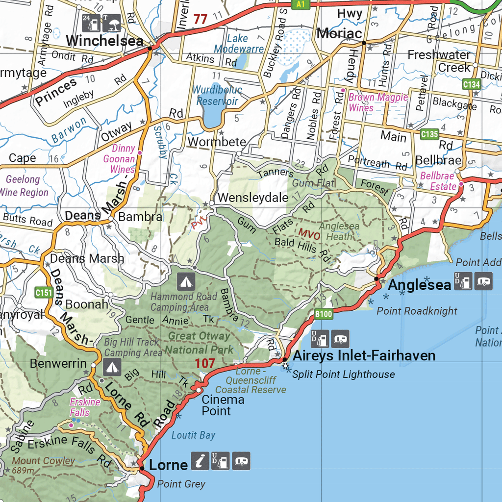 Australia Road & 4WD Atlas (Spiral Bound) Edition 12 Hema Maps close up of map detail