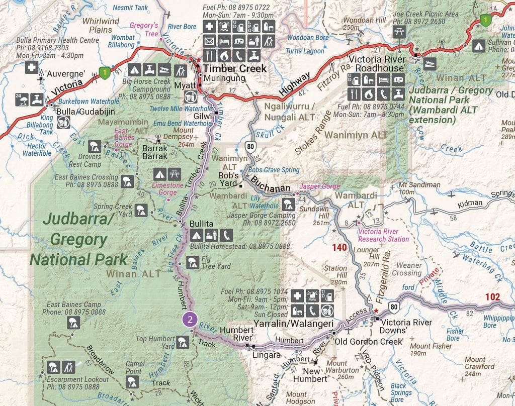 Great Desert Tracks Atlas & Guide from Hema Maps Track 2- Binns Track close up map