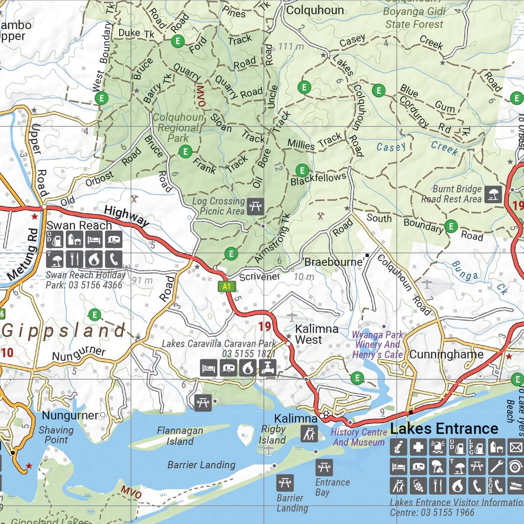 High Country Atlas & Guide from Hema Maps cropped close up of the region mapping detail in the atlas maps