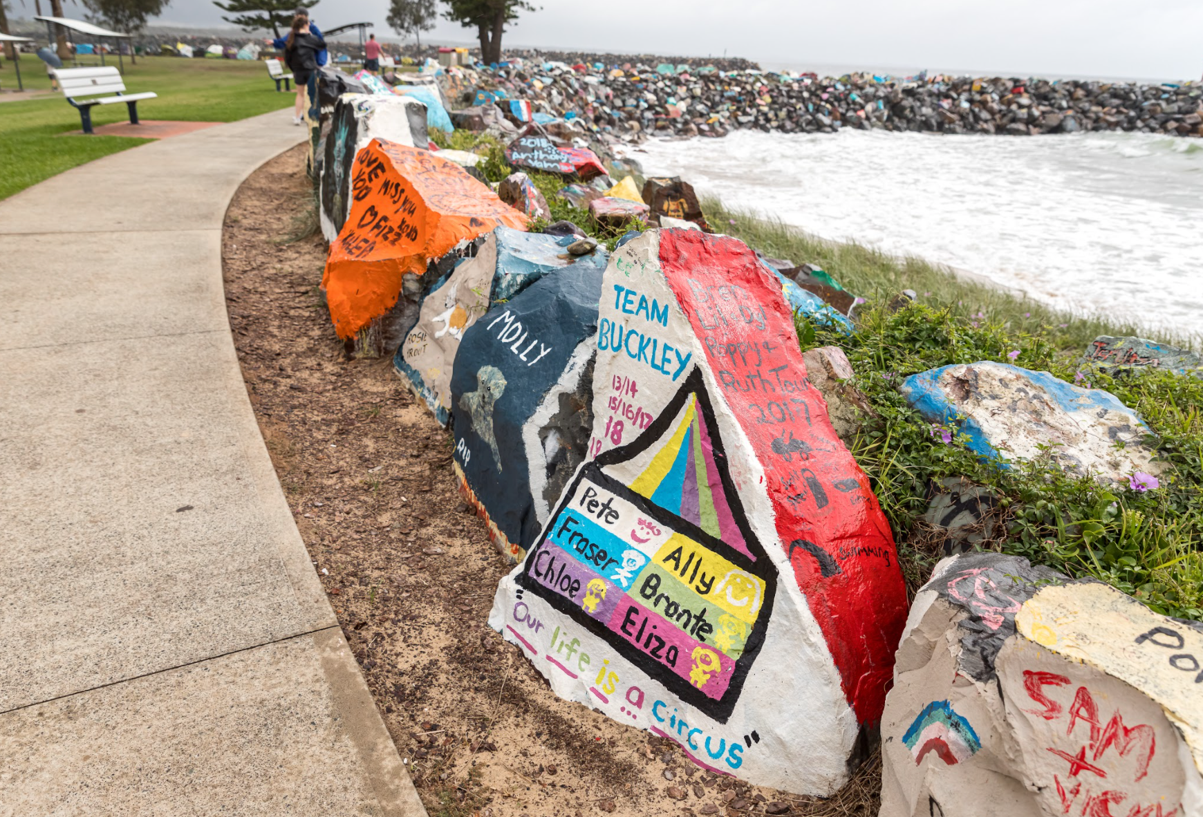 The colourful graffiti has brought these rocks to life 