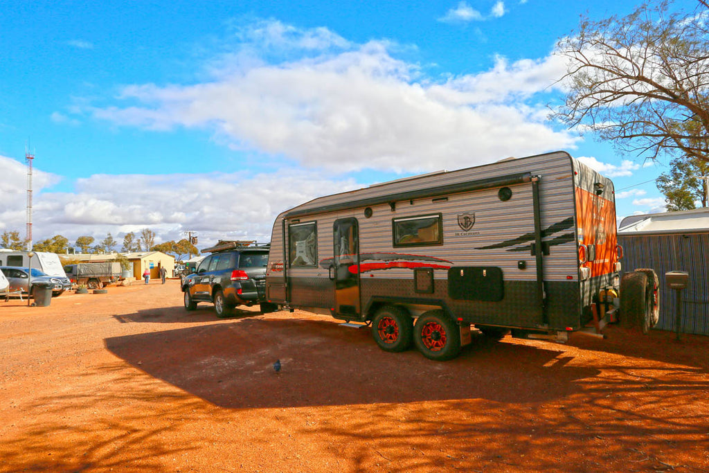 Take it slowly when entering a caravan park and don;t rush to position your van into your allocated spot (Opal Inn Caravan Park)