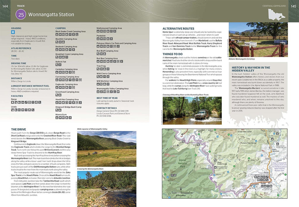 VIC High Country Atlas & Guide from Hema Maps pages 144-145 preview of Track 25 Wonnangatta Station 