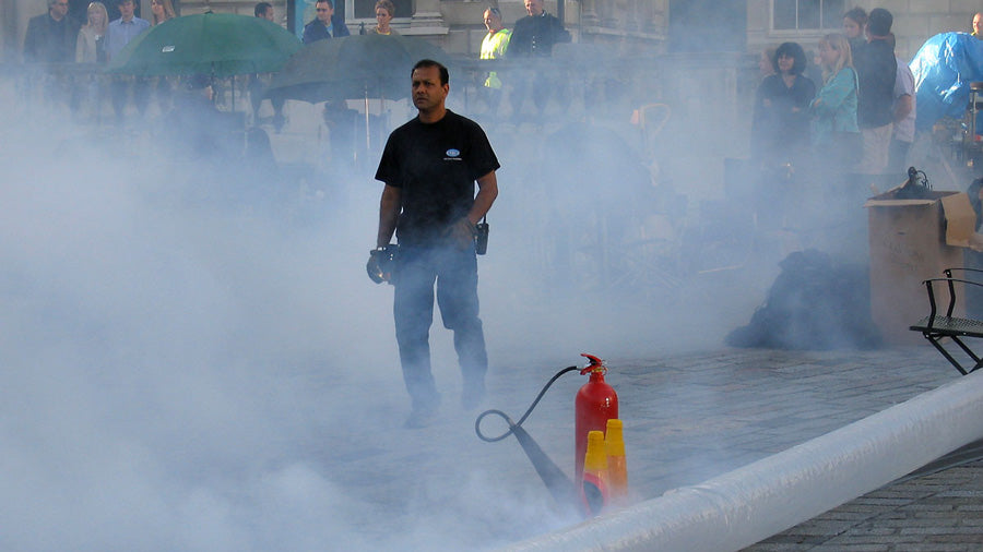 A fog machine operator