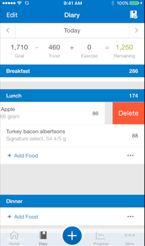 myfitnesspal food journal blank