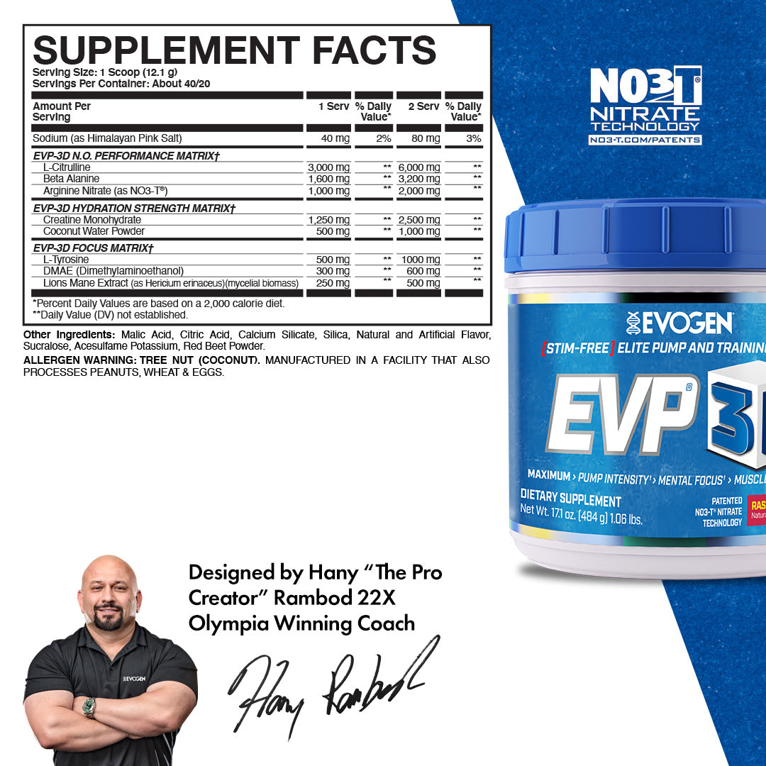 Evogen Nutrition EVP-3D Stimulant Free Pre-Workout — Insane 3D PUMP!