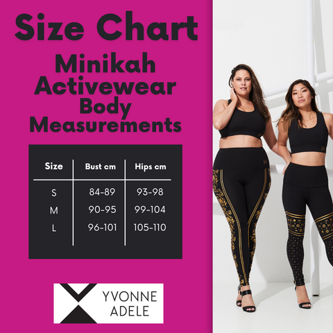 Size chart - activewear body measurements