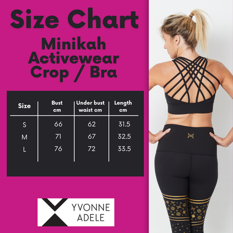 Size chart - crop top bra