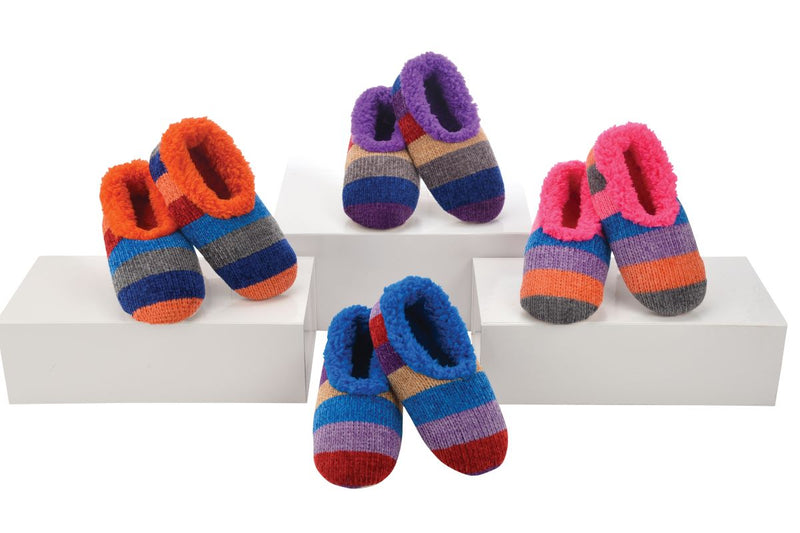 Snoozies Slippers Kid's Striped Chenille Slippers Orange