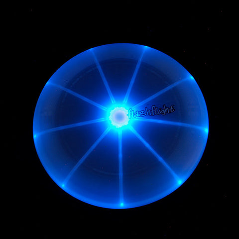 BLUE LED LIGHT UP FLYING DISC NIGHT FUN FRISBEE BEACH CAMPING CONCERT 