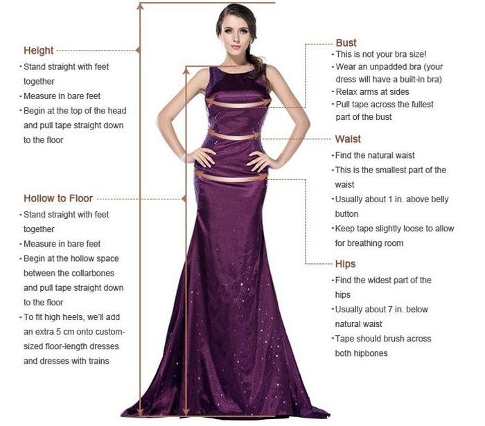 Measurement guide for wedding dresses prom dresses homecoming dresses|www.musebridals.com