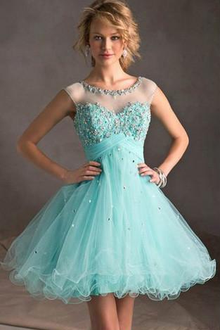 Blue Tiffany Tulle Lace Homecoming Dress, Perfect Short Prom Dresses ...