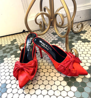 Heavenly Bow Heel Mules - Gossip Clothing Boutique