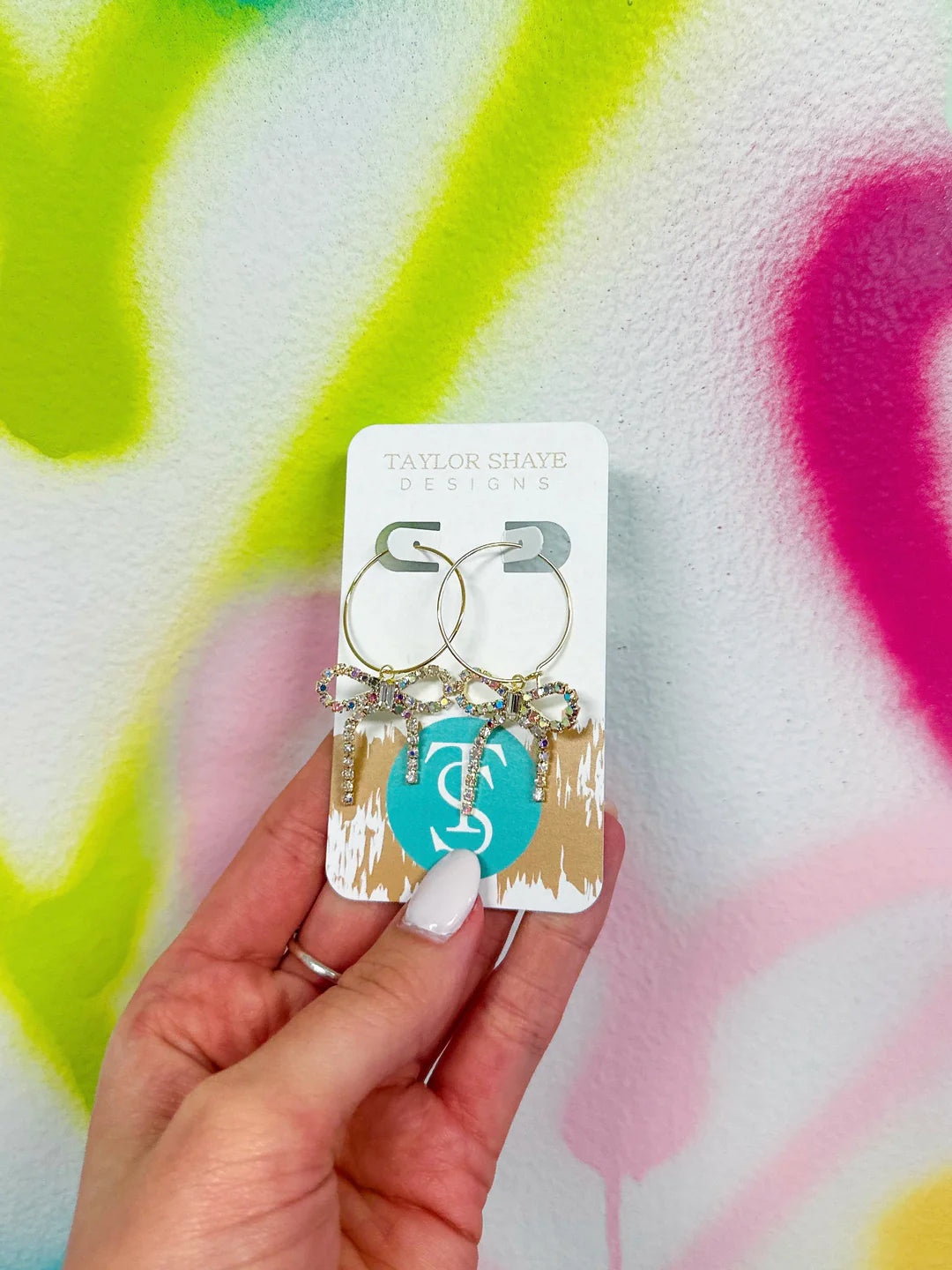 Grace Bow Hoops-Iridescent