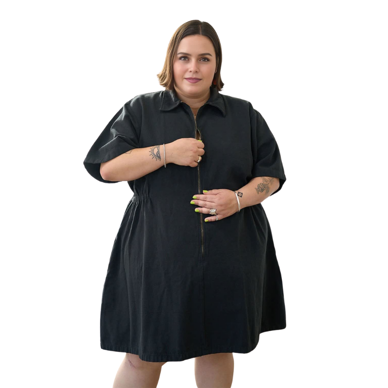 Utility Cinched Zip Dress - Comfy Blouse product image