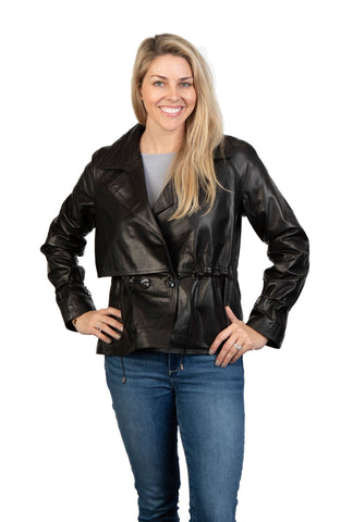 LaBelle Furs Leather Jacket in Black color