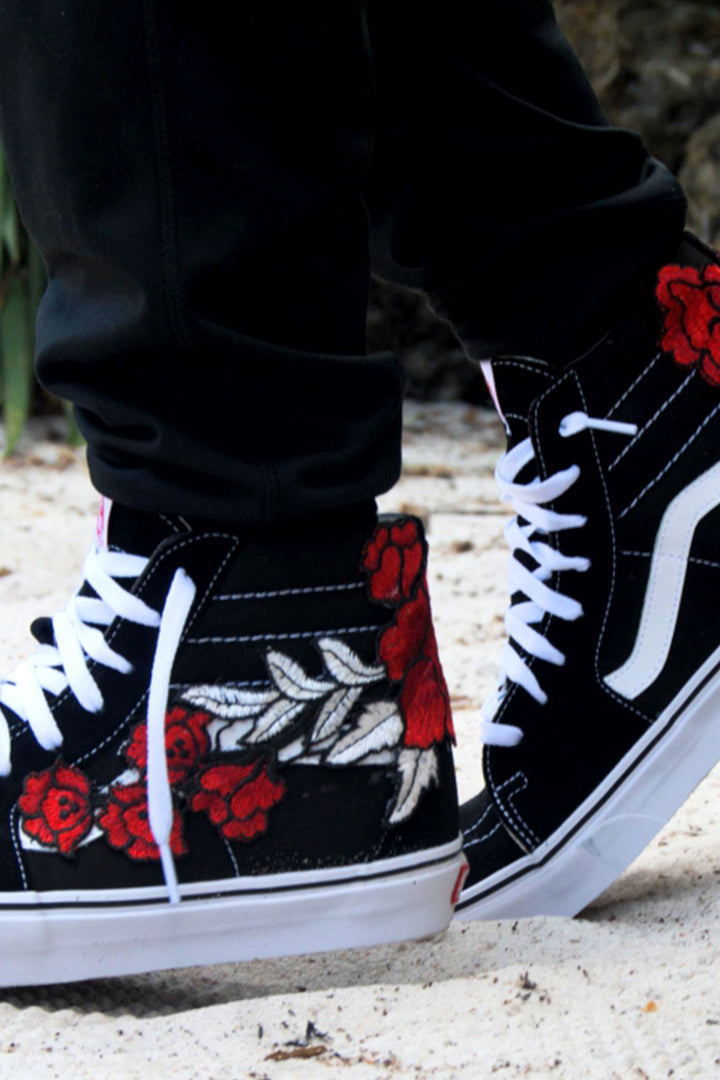 high top vans with roses