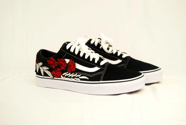 low top vans with roses