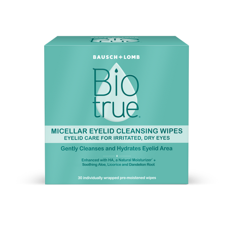 Biotrue® Micellar Eyelid Cleansing Wipes package