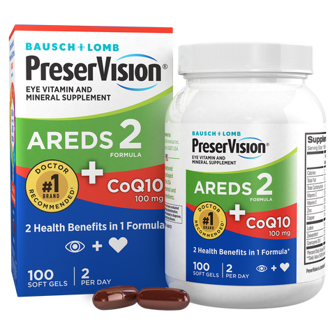 PreserVision® AREDS 2 Formula + CoQ10 100 Count Soft Gels package