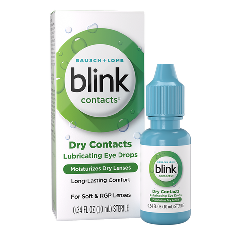 Bottle and package of Blink contacts lubricating eye drops