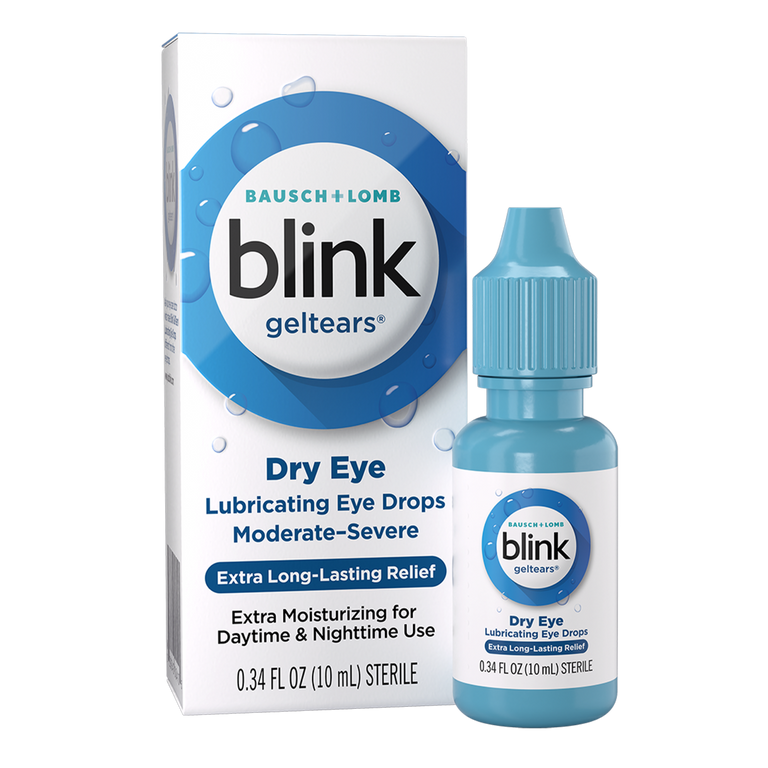 Blink GelTears® Lubricating eye drops bottle and package 