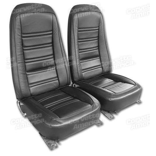 Corvette Leather Seat Covers. Black Leather/Vinyl Original: 1976-1978