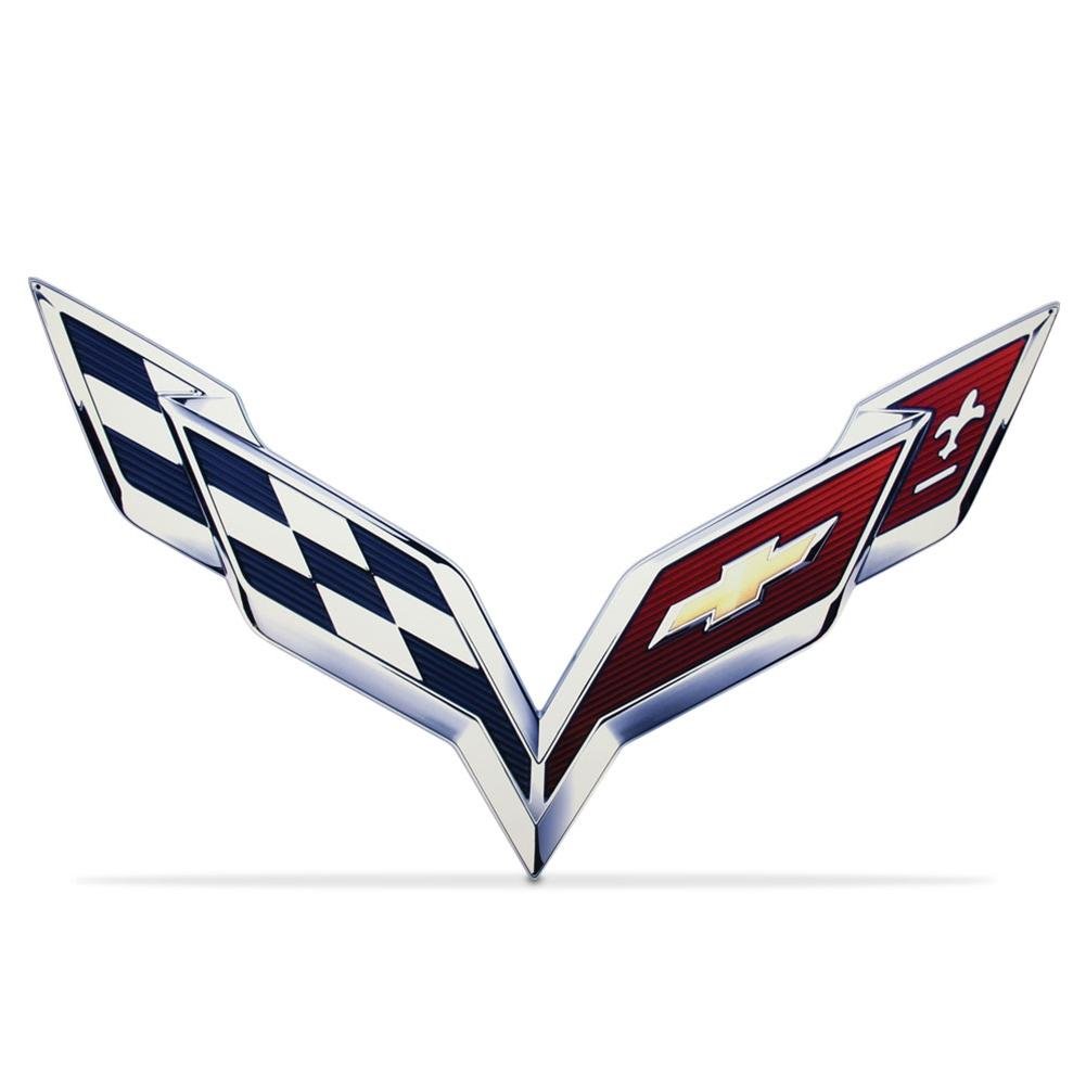 C7 Corvette Stingray Crossed-Flag Emblem Metal Sign| WestCoastCorvette.com