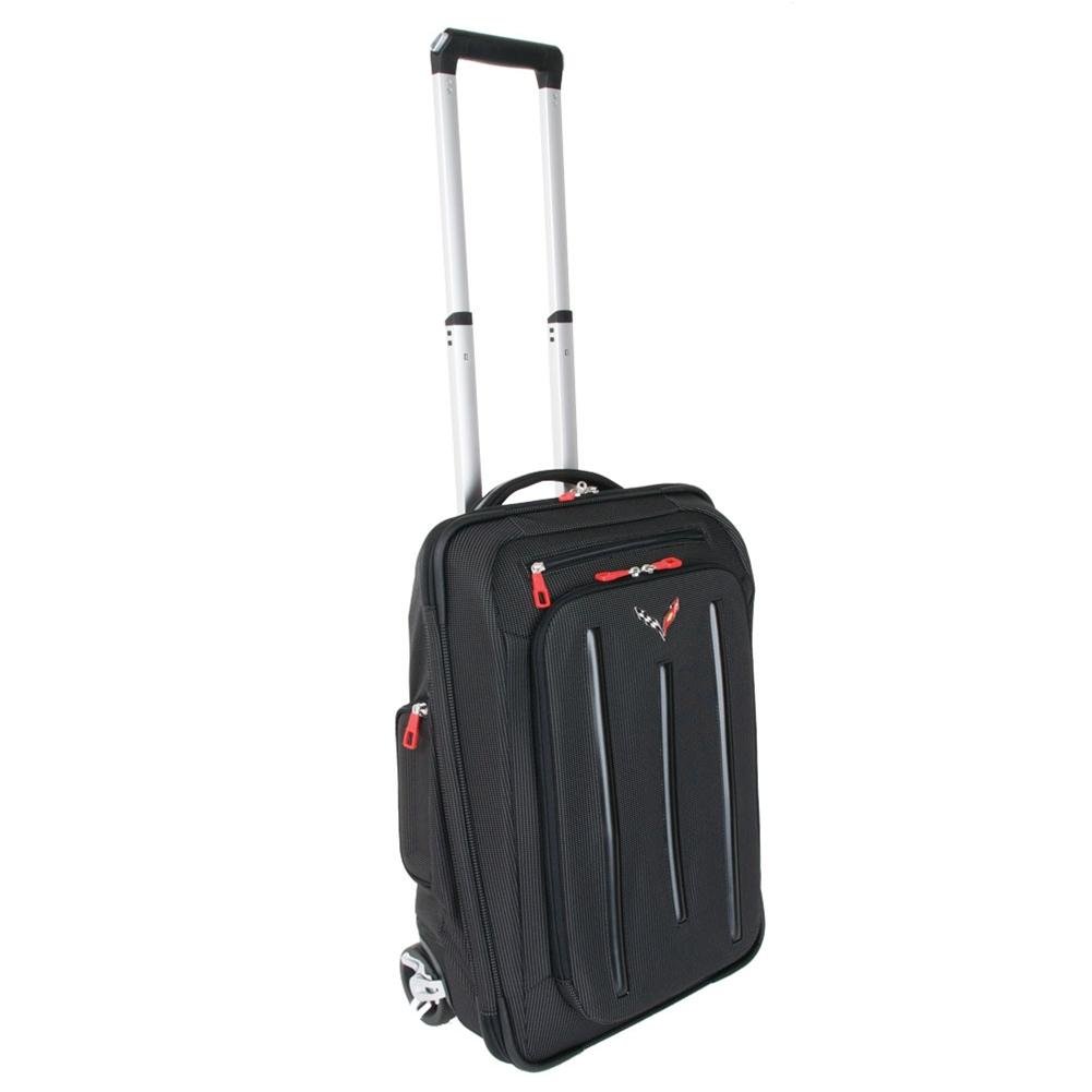 luggage with cross logo