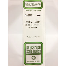 Load image into Gallery viewer, Evergreen 102 Styrene Plastic Strips 0.010&quot; x 0.040&quot; x 14&quot;  (10)