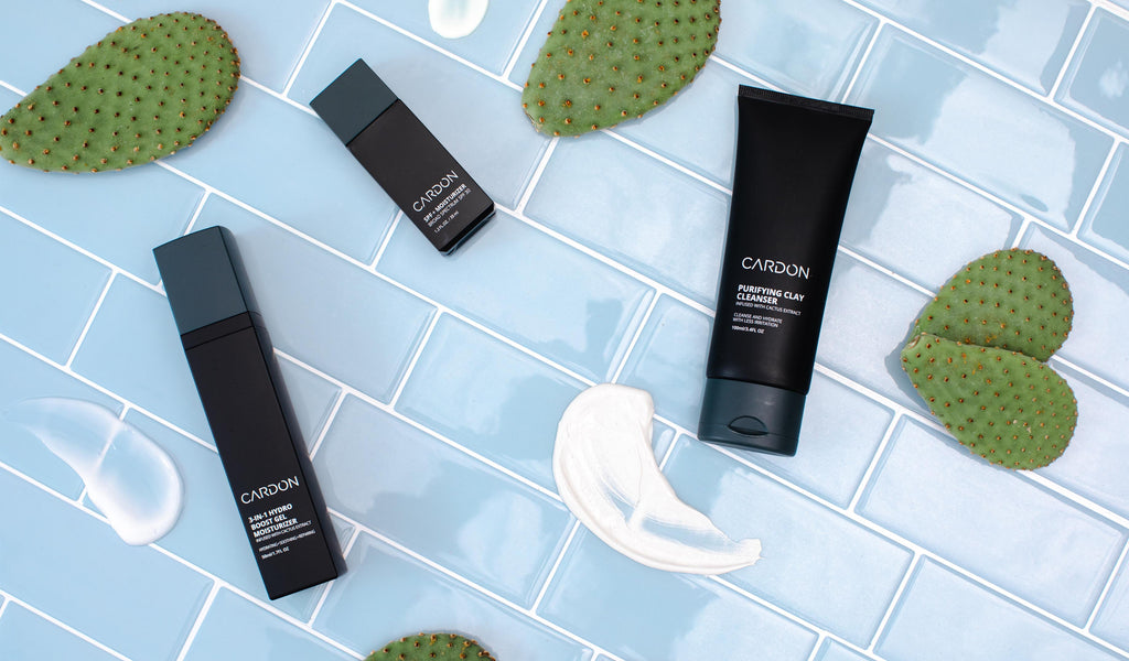 cardon skincare for men made with cactus extract to soothe skin irritation and hydrate dry skin