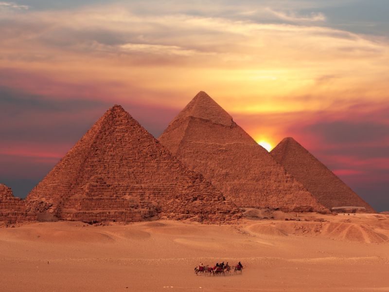 Egyptian Pyramids at Sunset