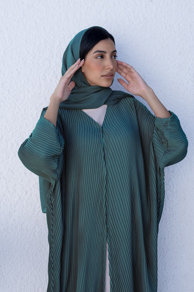 Leena Open Abaya - Emerald Green - YALLAWORLD