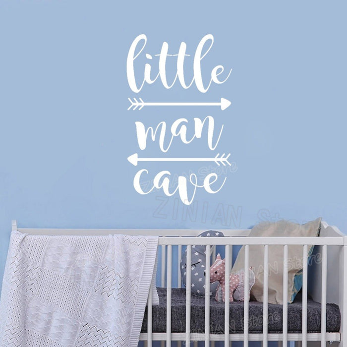 Little Man Cave Wall Decals Kids Wall Quote Words Baby Boy Room