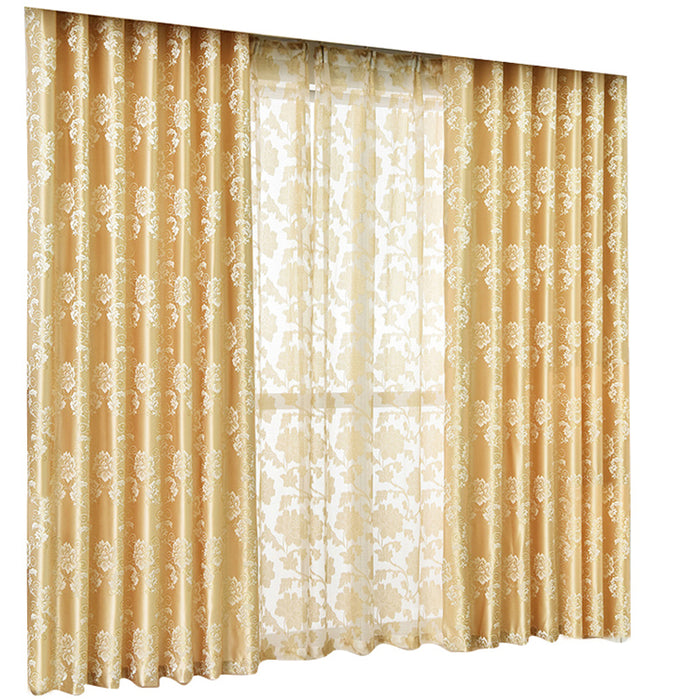 European Golden Royal Luxury Curtains Jacquard For Bedroom Window Curtains For Living Room Elegant Drapes