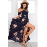 Gigi’s Market Dark Blue / S ELSVIOS Women Off Shoulder Floral Print Boho Dress Fashion Beach Summer Dresses XS-5XL