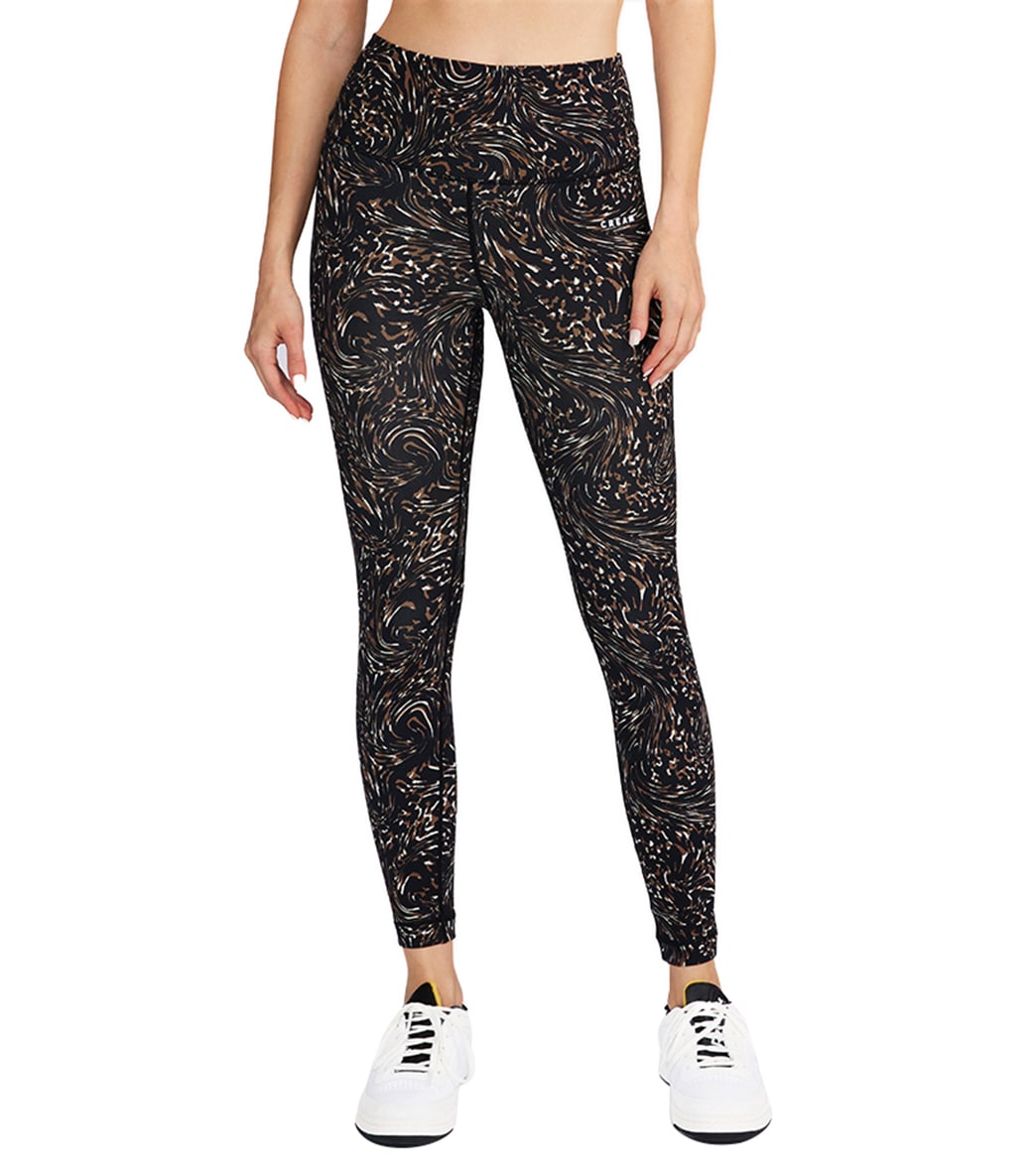 Onzie high waisted yoga 7/8 leggings in floral leopard
