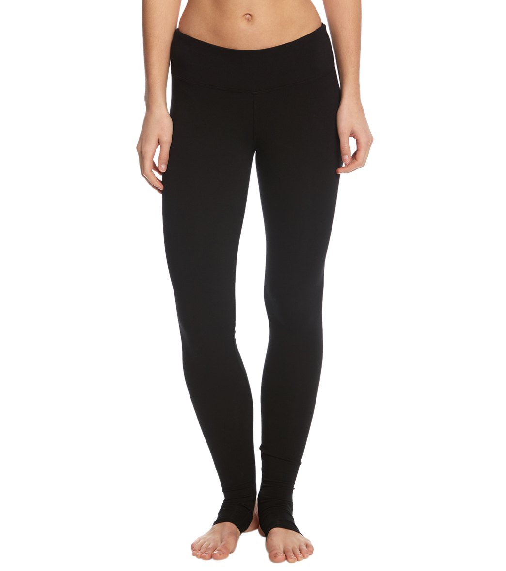 Hard Tail Women's Flat Waist Cotton Stirrup Legging - Black -