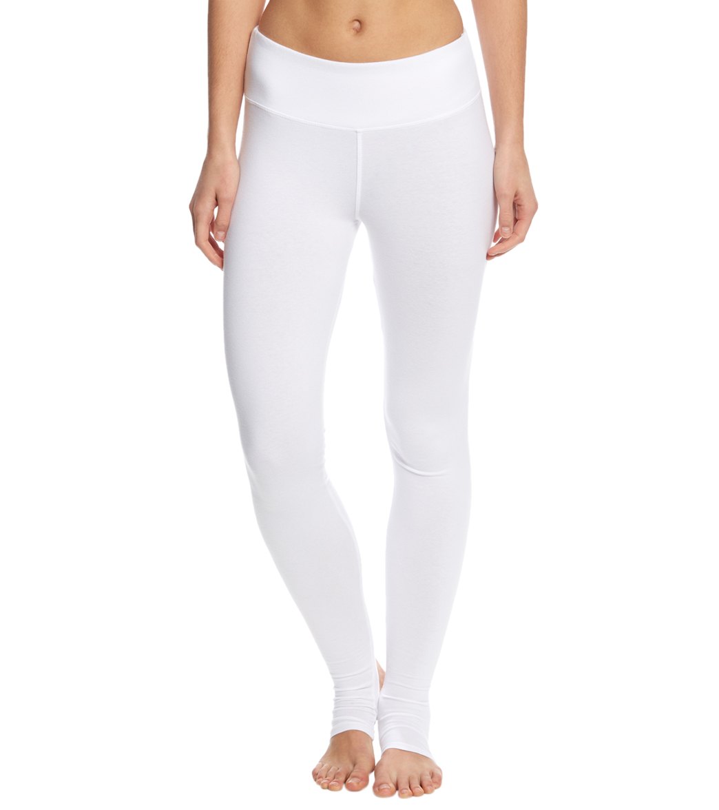 Hard Tail Women's Flat Waist Cotton Stirrup Legging - White -