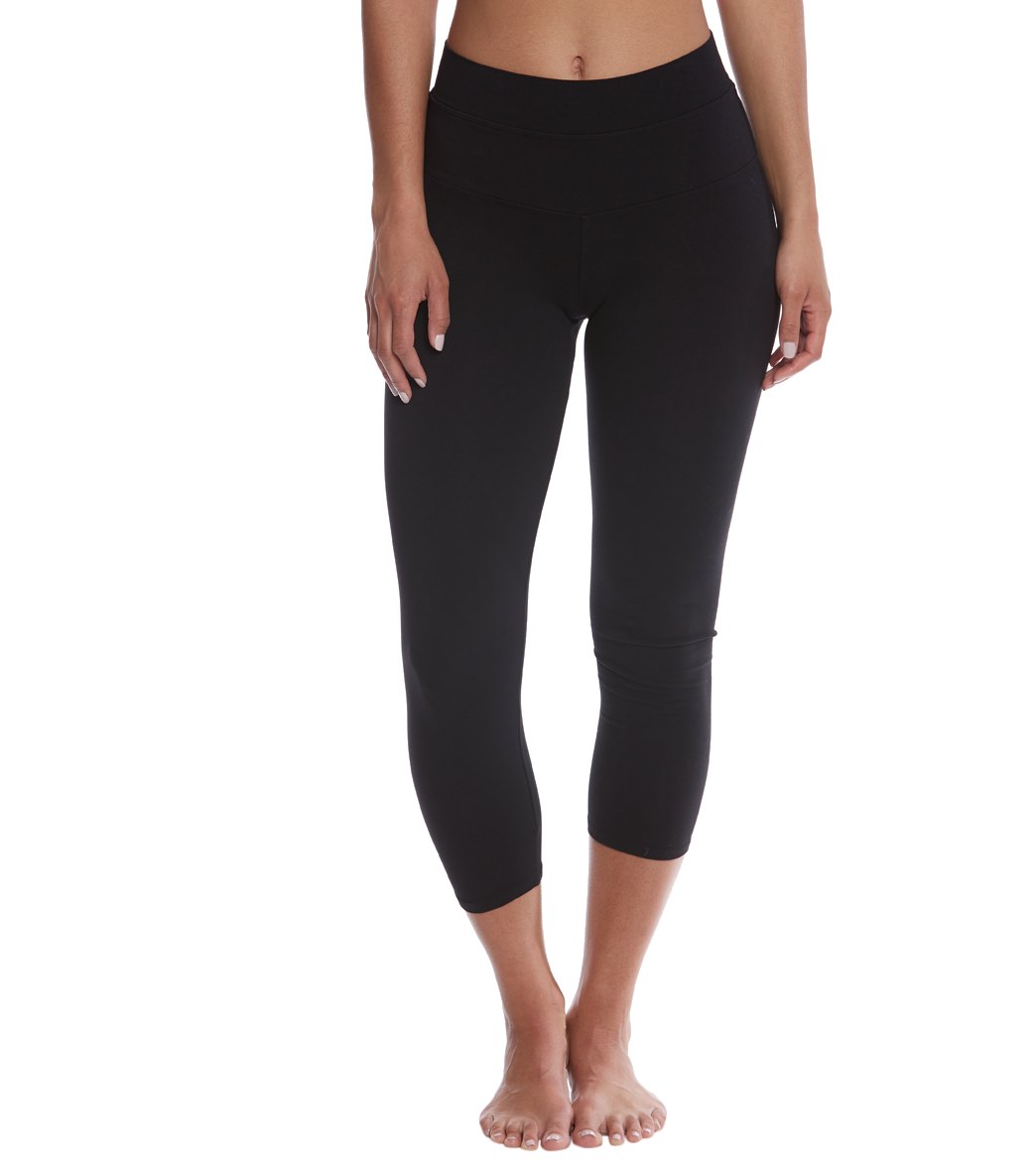 Hard Tail Women's High Rise Cotton Yoga Capri Pants - Black