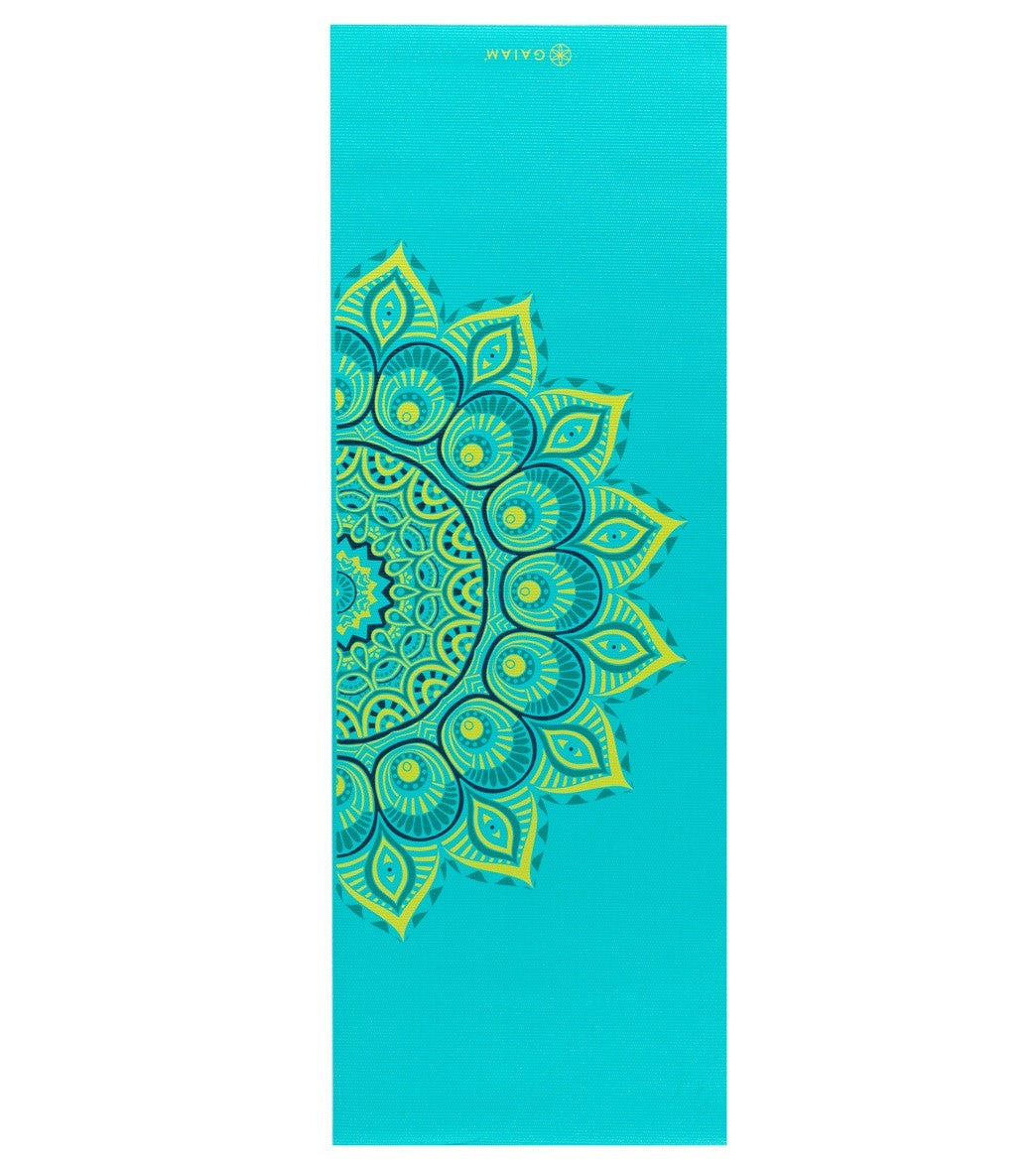Gaiam Reversible Turquoise Lotus Printed Yoga Mat 68 6mm Extra