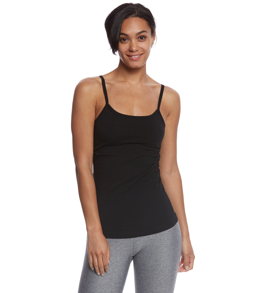 Hard Tail Women's Long Yoga Sport Bra Tank Top - Black Cotton