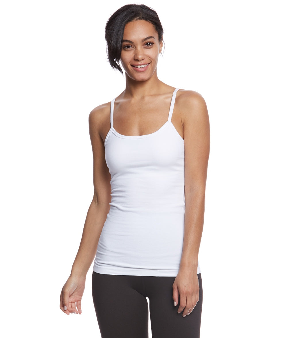 Hard Tail Women's Long Yoga Sport Bra Tank Top - White Cotton