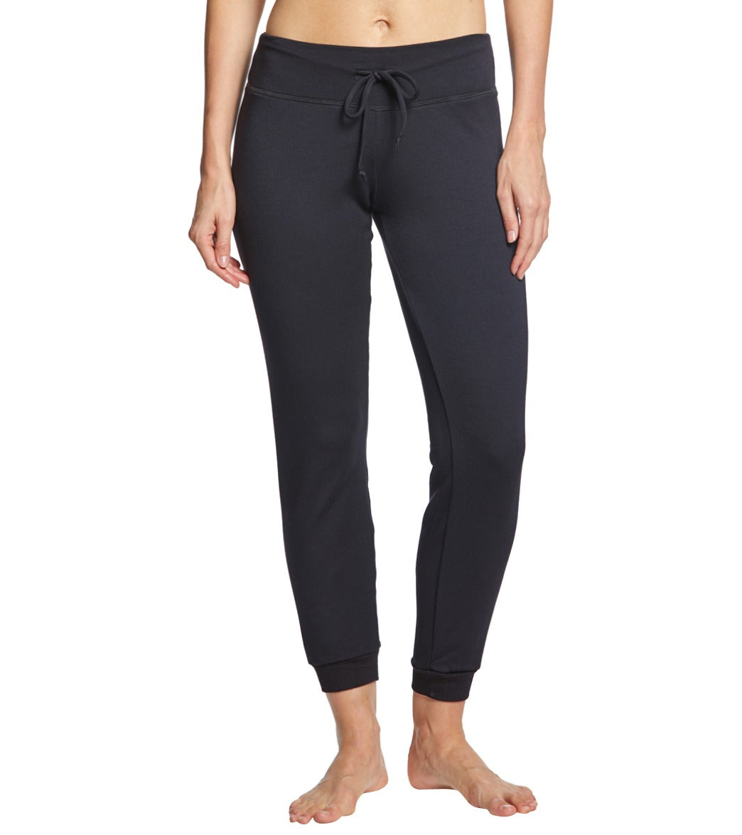 Beyond Yoga Cozy Fleece Lounge Around Midi Jogger Pants - Black Spandex