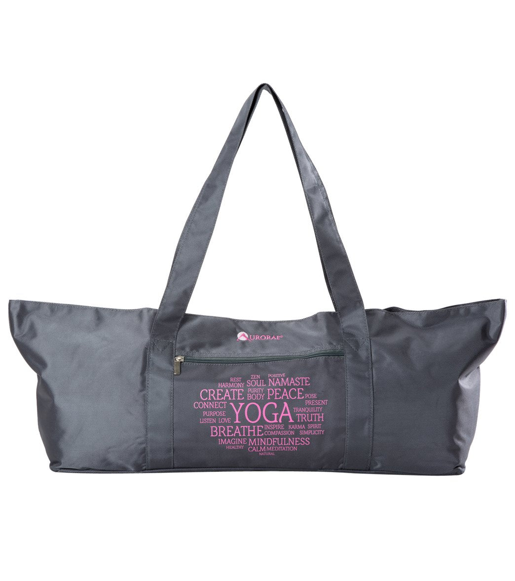 Aurorae Yoga Mat Tote Bag Grey Solid 100% Polyester