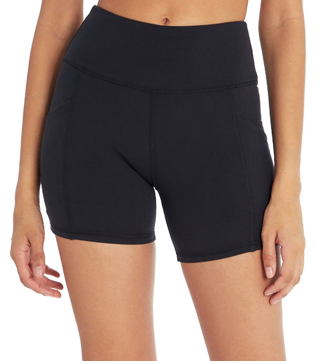 Marika Linnette High Waisted Tummy Control Yoga Shorts - Black Spandex