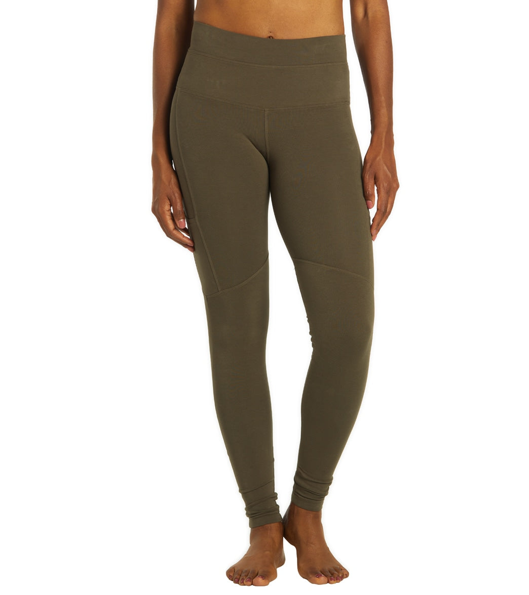 Hard Tail Women's Cargo Pocket High Rise Yoga Leggings - Olive Cotton