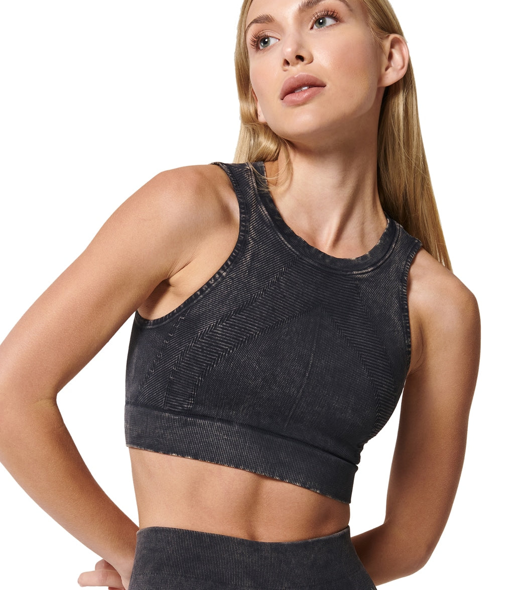 NUX One By Mineral Wash Crop Top - Black Spandex